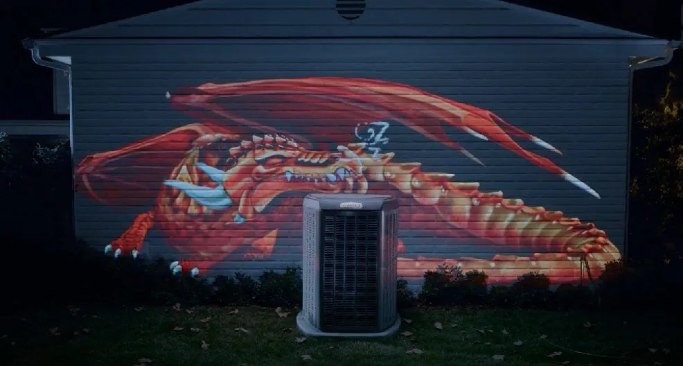 Still from the Lennox ‘Dragon – What Perfect Feels Like’ projection-mapped commercial (2015)