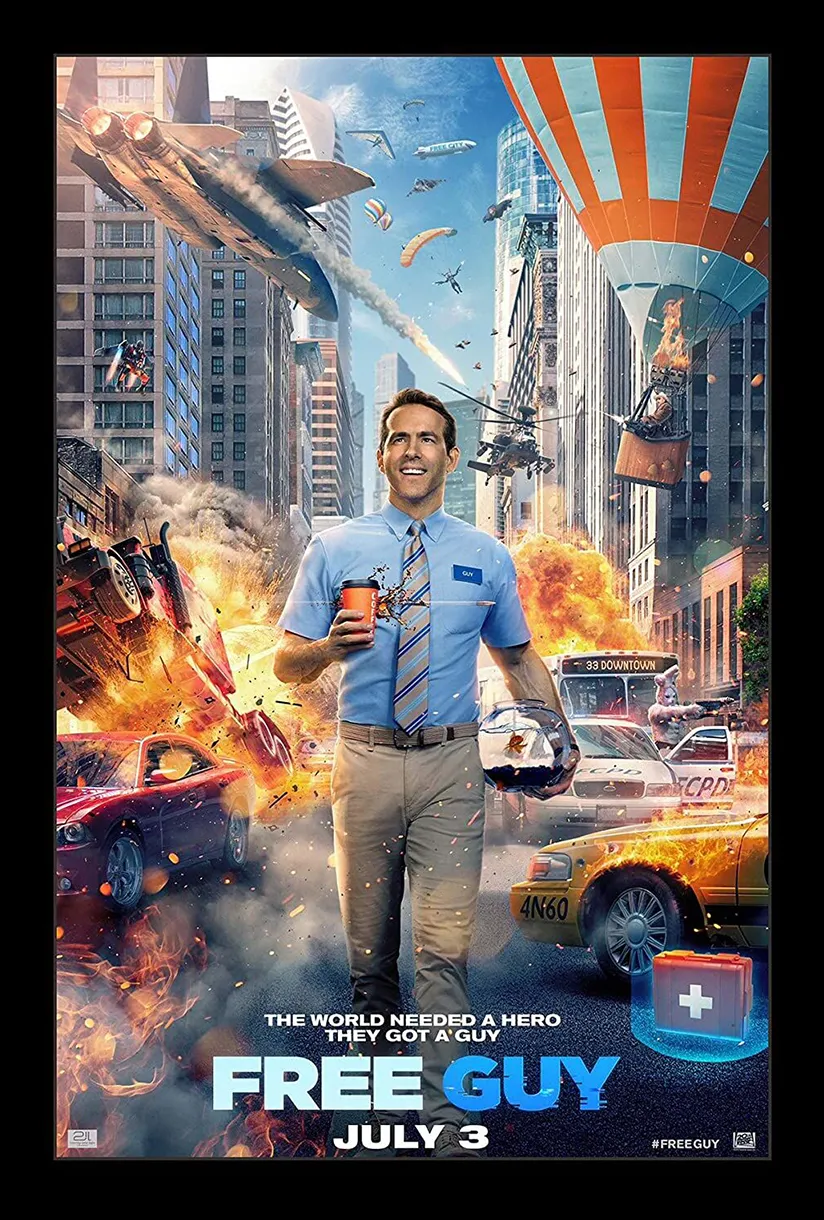 Official poster for Free Guy (2021) — 20th Century Studios film starring Ryan Reynolds
