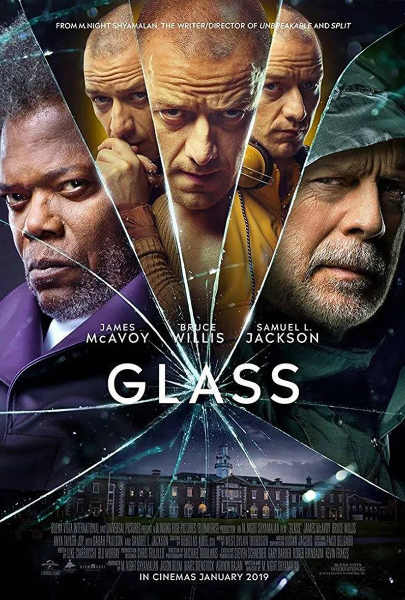 Official poster for Glass (2019) — M. Night Shyamalan’s Unbreakable trilogy finale