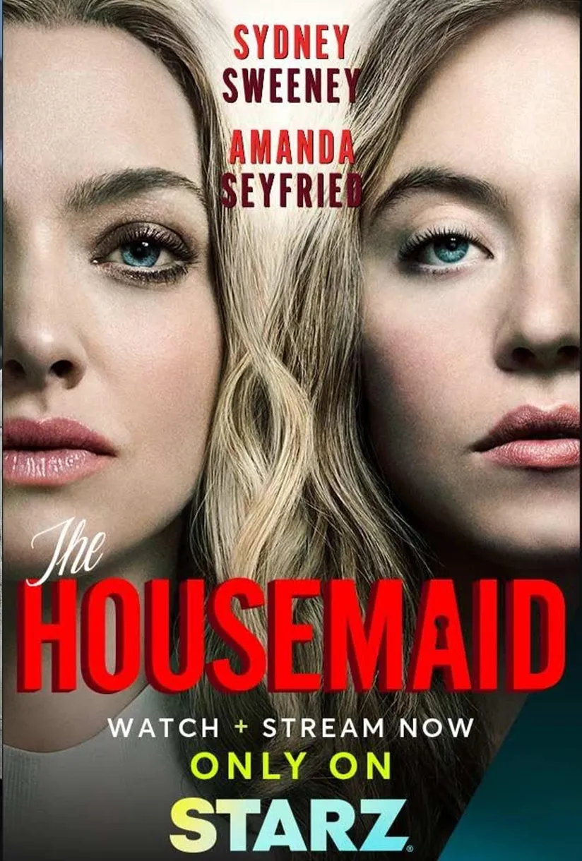 Official poster for The Housemaid (2025) — Lionsgate psychological thriller starring Sydney Sweeney