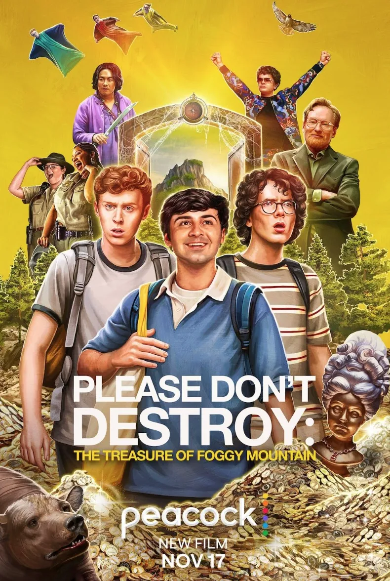 Official poster for Please Don’t Destroy: The Treasure of Foggy Mountain (2023) — Universal Pictures