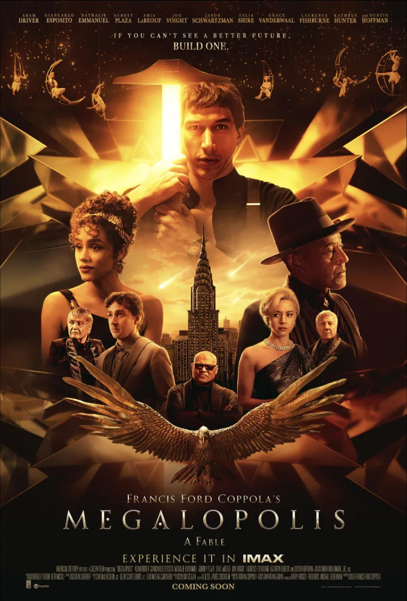 Official poster for Megalopolis (2024), Francis Ford Coppola’s epic — Lionsgate Films