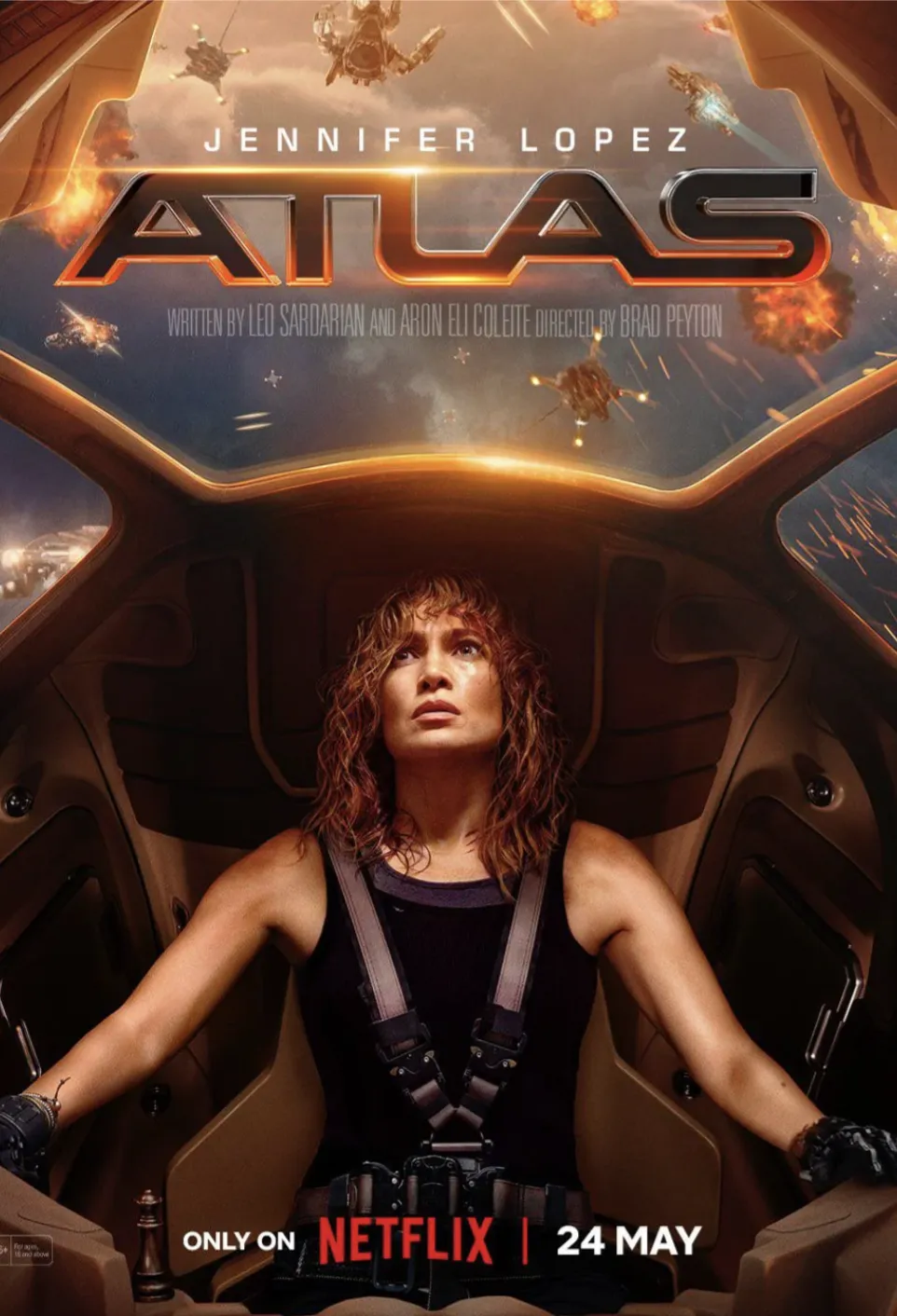 Official poster for Atlas (2024), Netflix’s sci-fi action film starring Jennifer Lopez