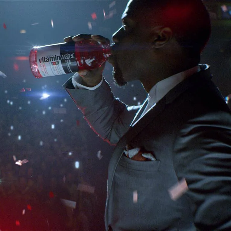 Key art for VitaminWater’s ‘Hydrate the Hustle’ commercial featuring Kevin Hart