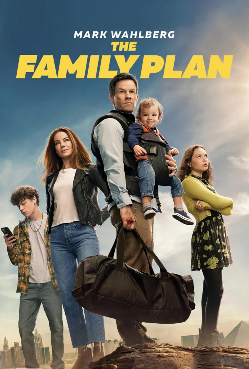 Official poster for The Family Plan (2023) — Skydance Media action comedy starring Mark Wahlberg