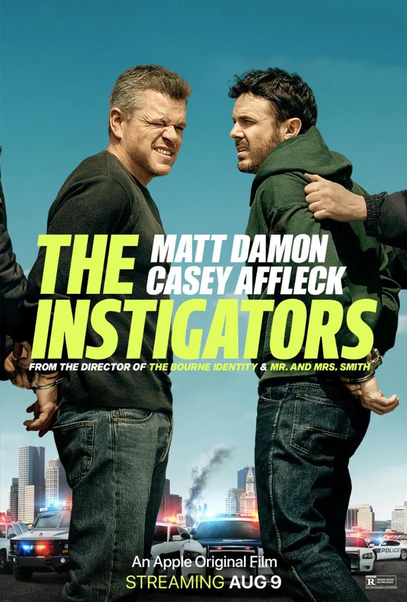 Official poster for The Instigators (2024) — Studio 8 heist film directed by Doug Liman