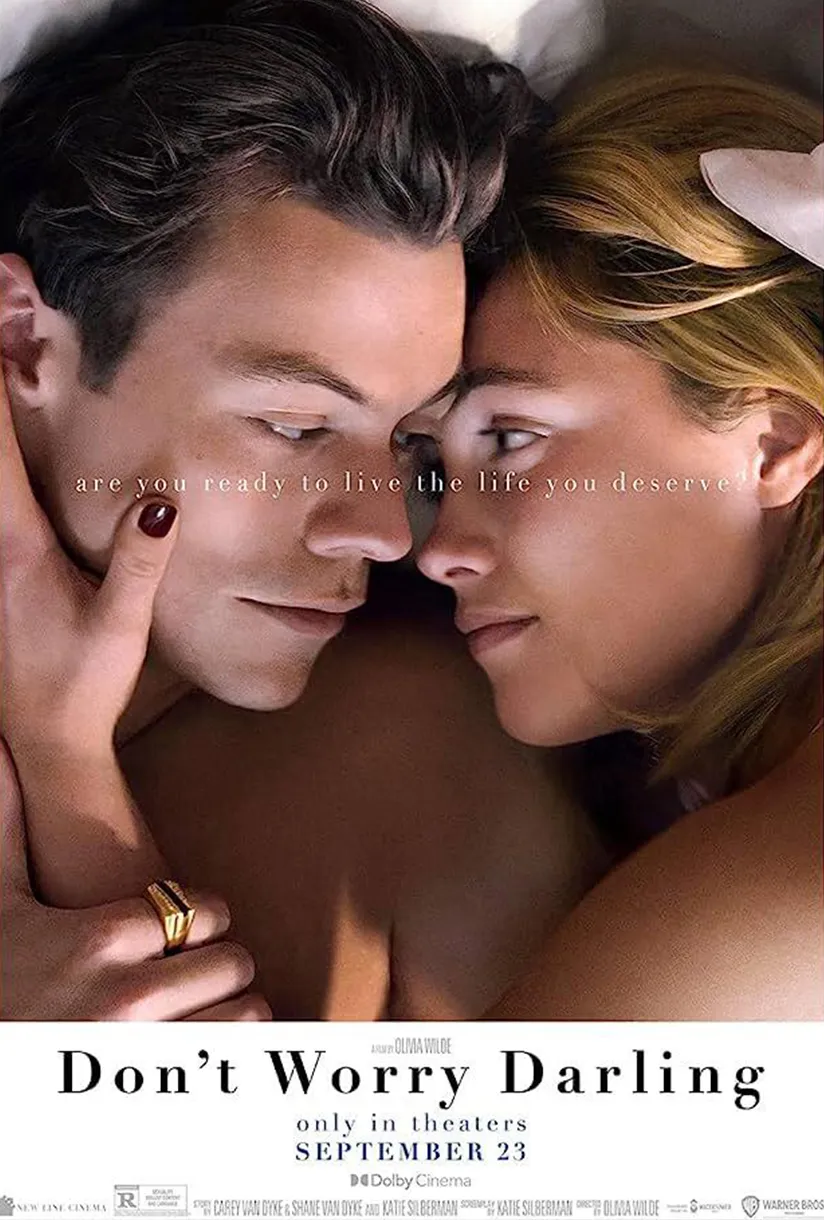 Official poster for Don’t Worry Darling (2022) — Warner Bros. film directed by Olivia Wilde