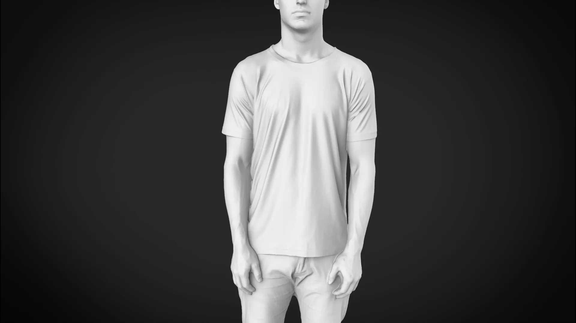 Society6 all-over print t-shirt visualized with SCANable’s 3D modeling and cloth simulation (2015)