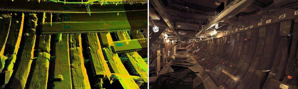 Laser Scanning the Hold of the Charles W. Morgan